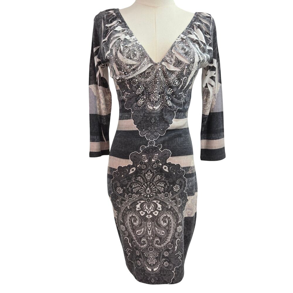 Wet Seal Women Vintage 90s Y2K Baddie Gothic Babydoll Rhinestone Bodycon Dress L